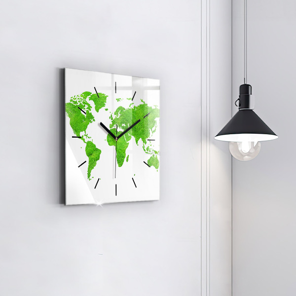 Reloj cuadrado Mapa de hierba verde
