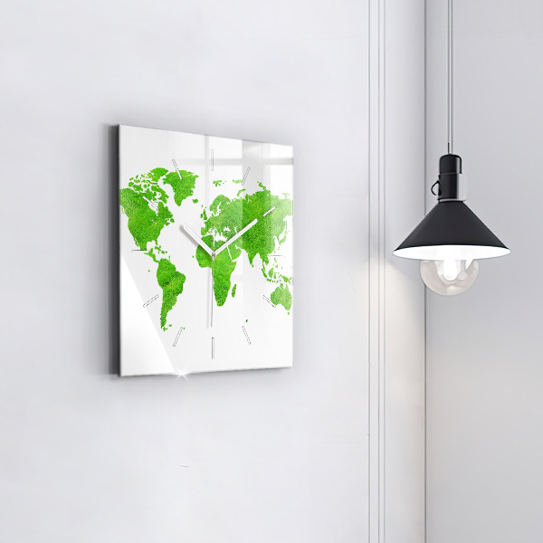 Reloj cuadrado Mapa de hierba verde