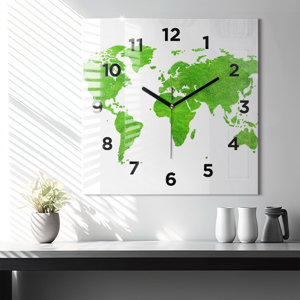 Reloj cuadrado Mapa de hierba verde