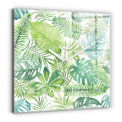 Reloj cuadrado Hojas verdes