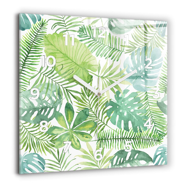 Reloj cuadrado Hojas verdes