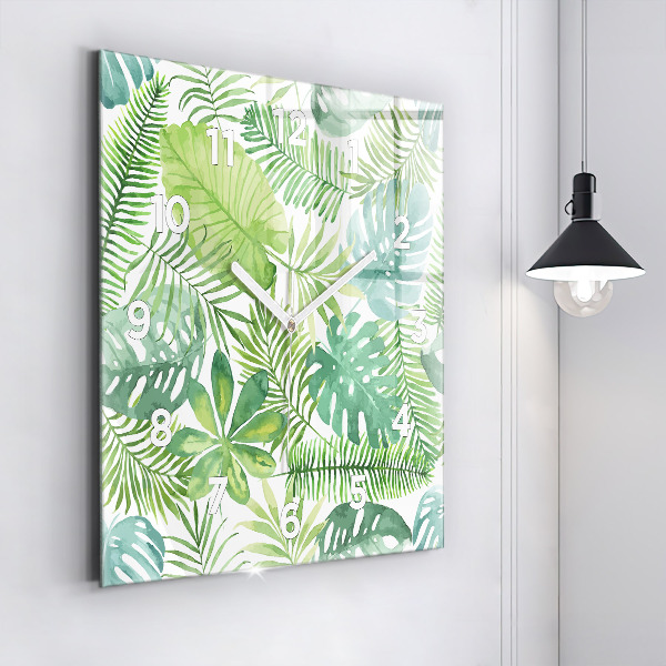 Reloj cuadrado Hojas verdes