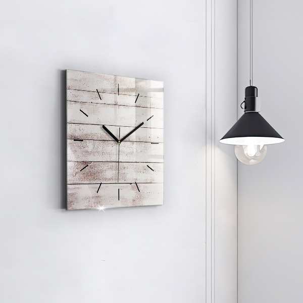 Reloj de pared cuadrado Tablas de madera clara