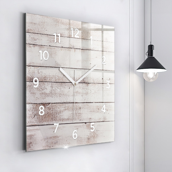 Reloj de pared cuadrado Tablas de madera clara