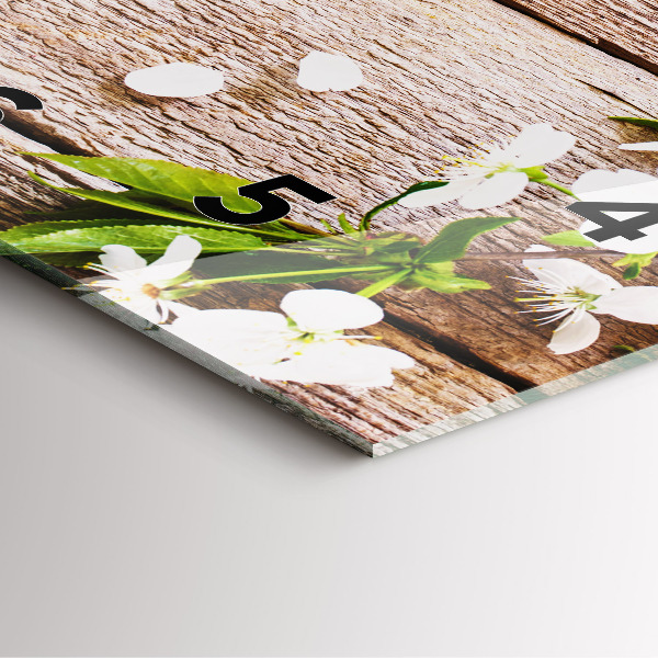 Reloj cuadrado Flores sobre madera