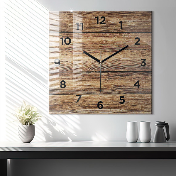 Reloj de pared cuadrado Tablas de madera