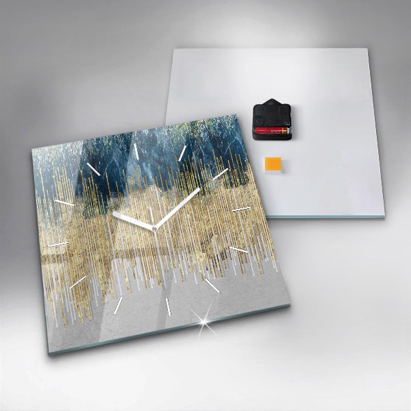 Reloj de pared cuadrado Patrón decorativo y oro