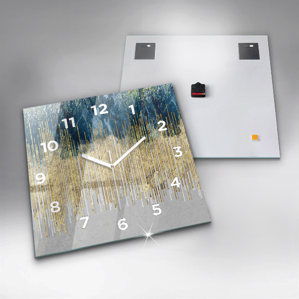 Reloj de pared cuadrado Patrón decorativo y oro