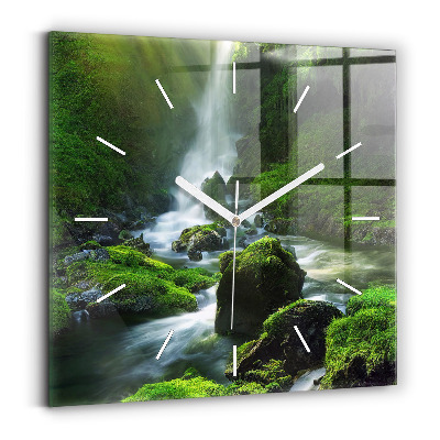 Reloj de pared cuadrado Cascada y rocas