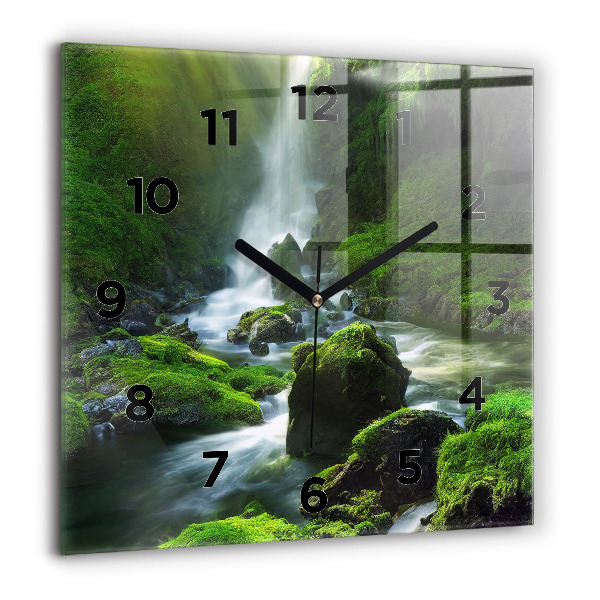 Reloj de pared cuadrado Cascada y rocas