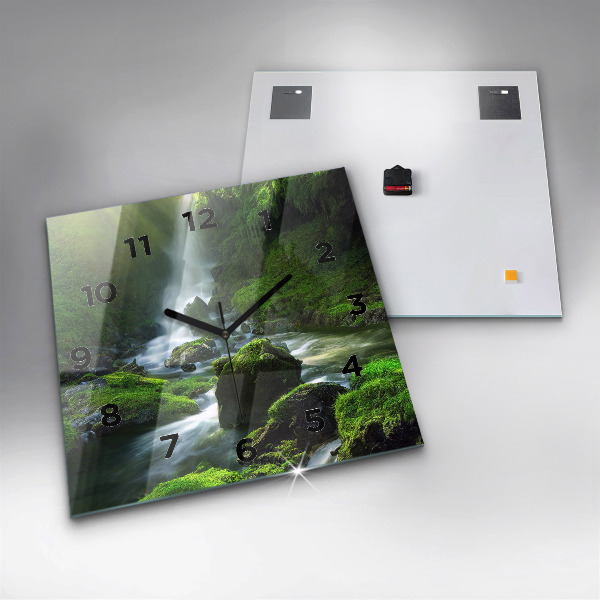 Reloj de pared cuadrado Cascada y rocas