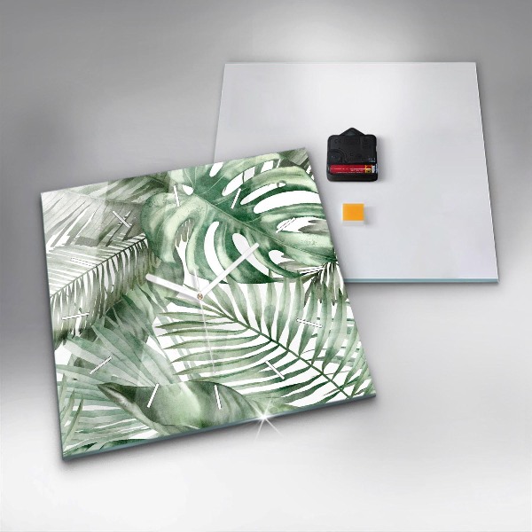 Reloj de pared cuadrado Hojas de planta pintadas