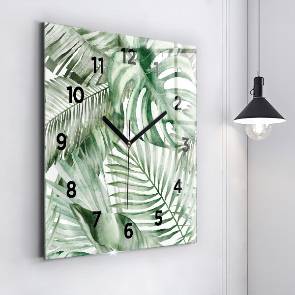 Reloj de pared cuadrado Hojas de planta pintadas