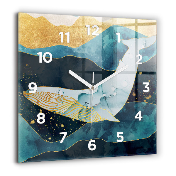 Reloj de pared cuadrado Ballena abstracta