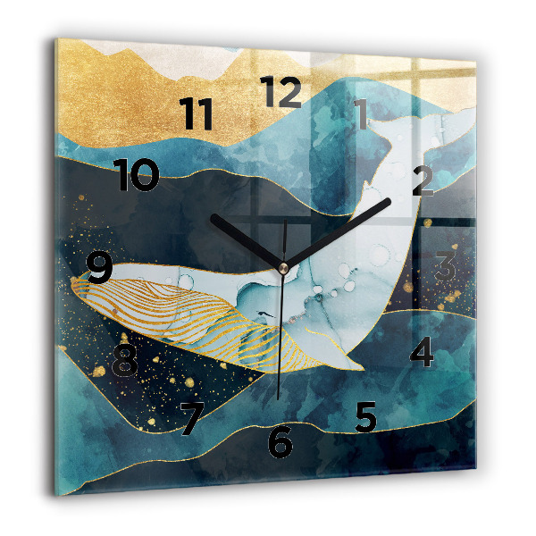 Reloj de pared cuadrado Ballena abstracta