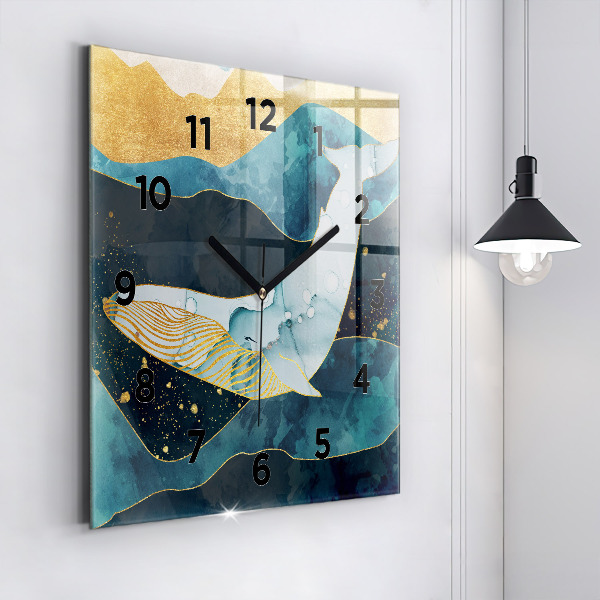 Reloj de pared cuadrado Ballena abstracta