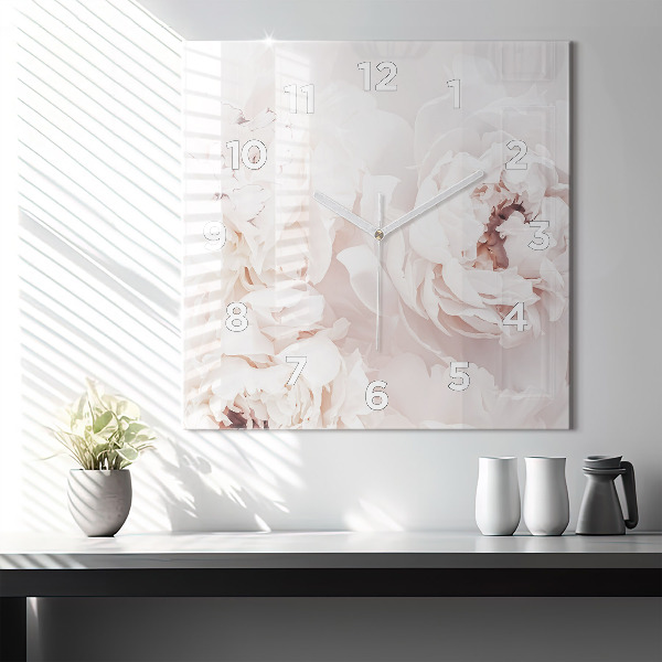 Reloj cuadrado Flores de peonía