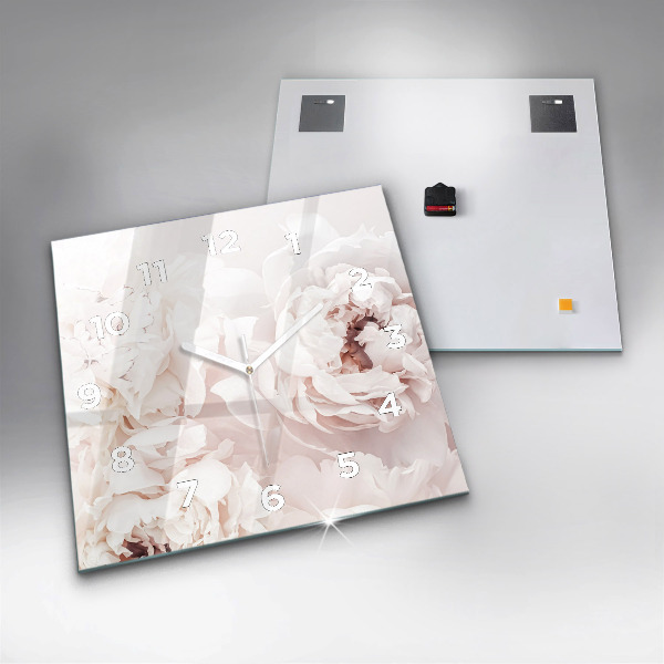 Reloj cuadrado Flores de peonía