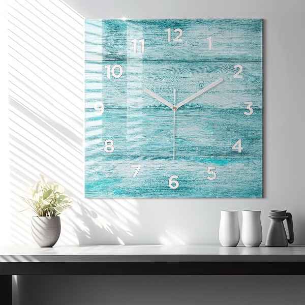 Reloj de pared cuadrado Madera vieja azul