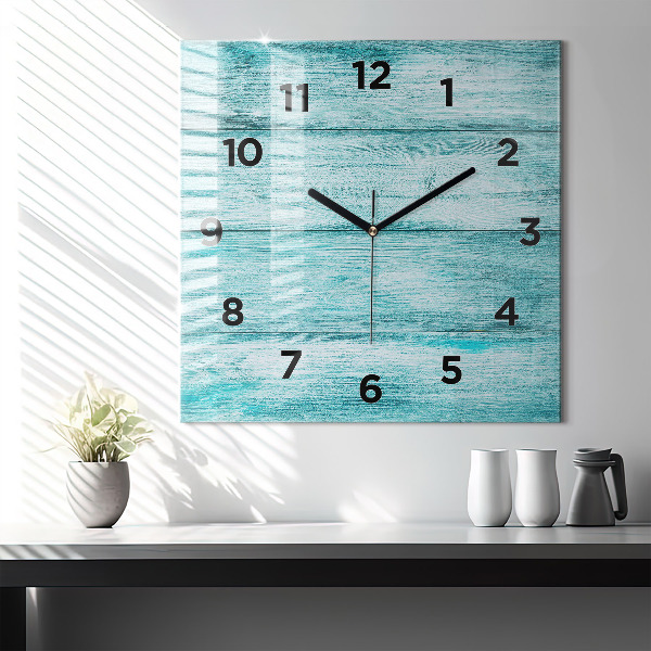 Reloj de pared cuadrado Madera vieja azul