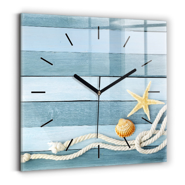 Reloj de pared cuadrado Rayas y conchas marinas