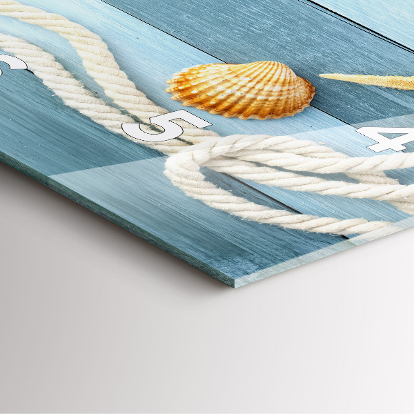 Reloj de pared cuadrado Rayas y conchas marinas