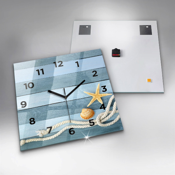 Reloj de pared cuadrado Rayas y conchas marinas