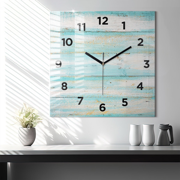 Reloj de pared cuadrado Tablas azules
