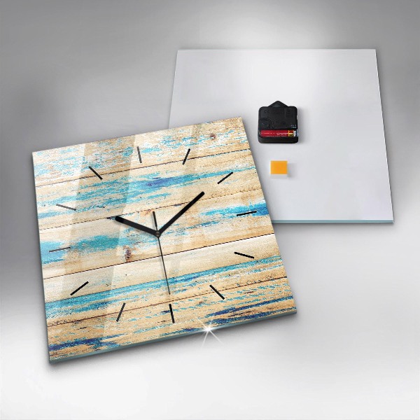 Reloj de pared cuadrado Madera rayada