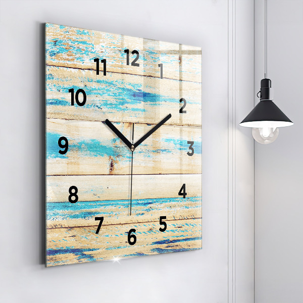 Reloj de pared cuadrado Madera rayada