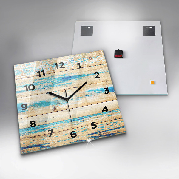 Reloj de pared cuadrado Madera rayada