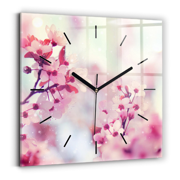 Reloj de pared cuadrado Flores de primavera