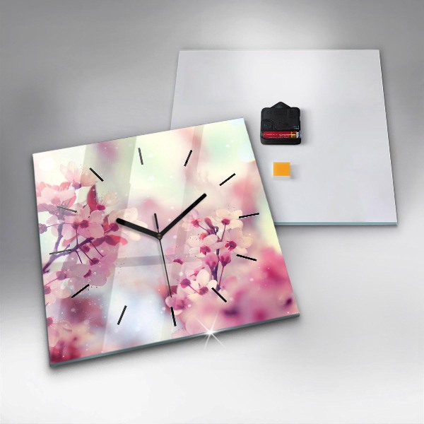 Reloj de pared cuadrado Flores de primavera
