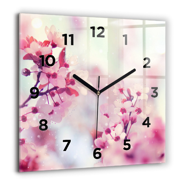 Reloj de pared cuadrado Flores de primavera