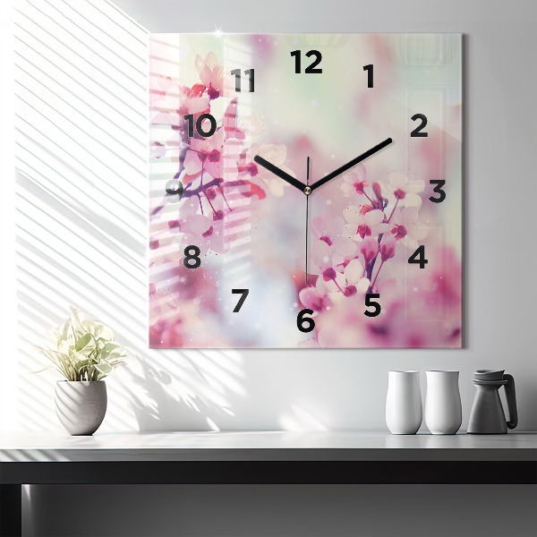 Reloj de pared cuadrado Flores de primavera