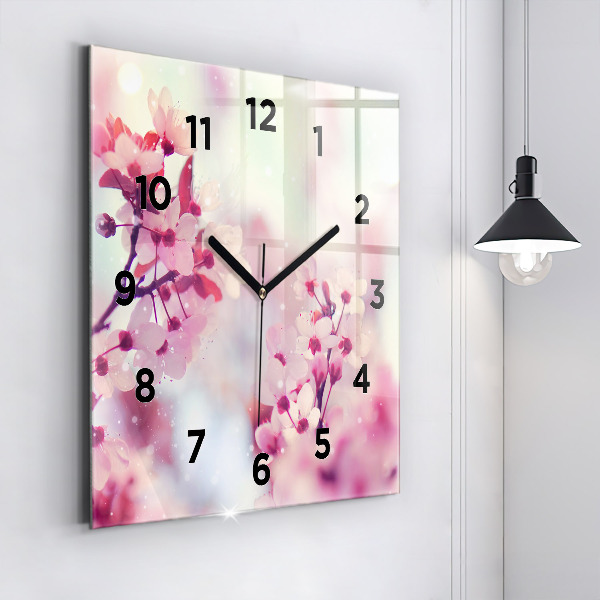 Reloj de pared cuadrado Flores de primavera