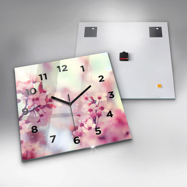 Reloj de pared cuadrado Flores de primavera