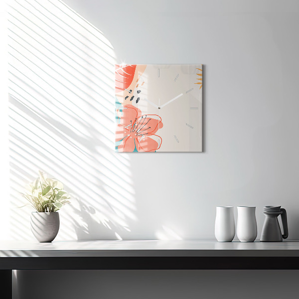 Reloj de pared cuadrado Plantas hawaianas