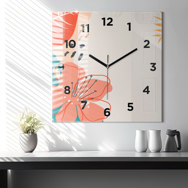 Reloj de pared cuadrado Plantas hawaianas