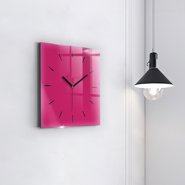 Reloj de pared cuadrado El color rosa fuerte