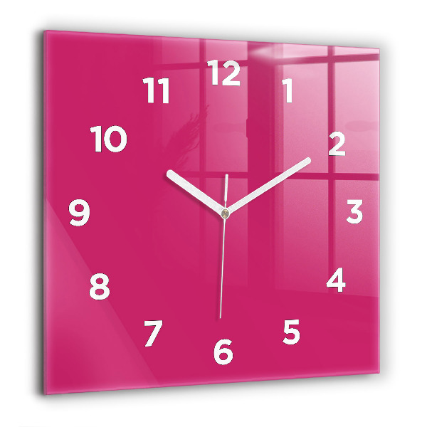 Reloj de pared cuadrado El color rosa fuerte