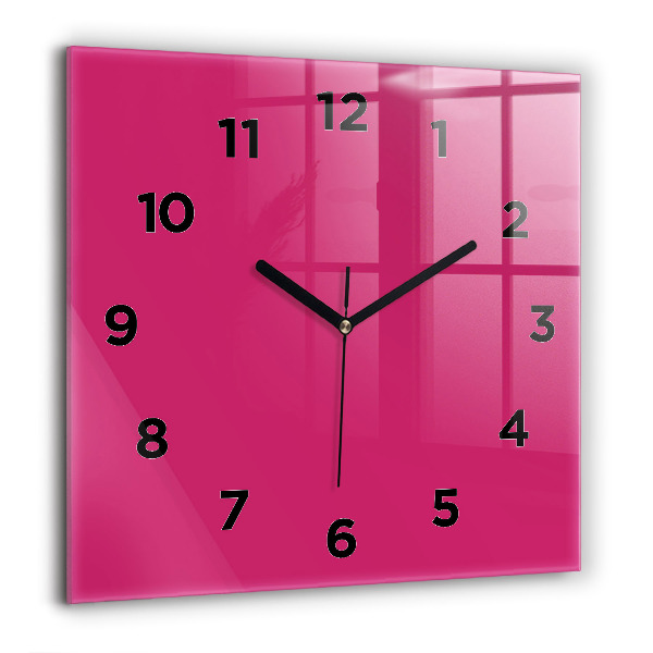 Reloj de pared cuadrado El color rosa fuerte