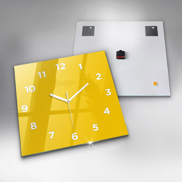 Reloj de pared cuadrado Color amarillo claro