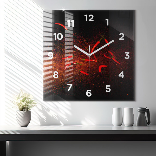 Reloj de pared cuadrado Pimientos picantes