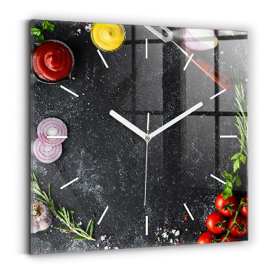 Reloj de pared cuadrado Verduras sobre una mesa