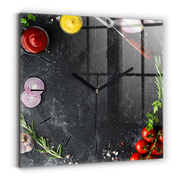 Reloj de pared cuadrado Verduras sobre una mesa