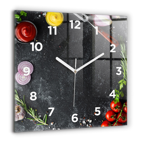 Reloj de pared cuadrado Verduras sobre una mesa