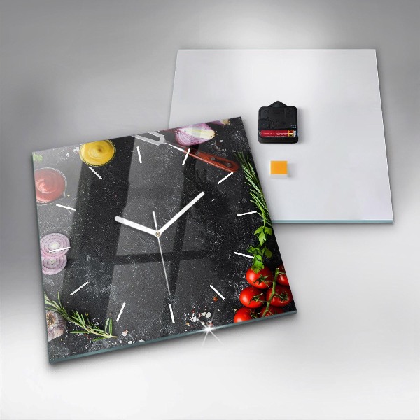 Reloj de pared cuadrado Verduras sobre una mesa