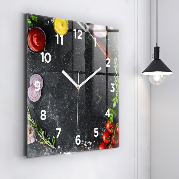 Reloj de pared cuadrado Verduras sobre una mesa