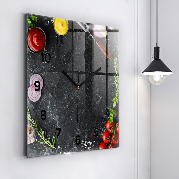 Reloj de pared cuadrado Verduras sobre una mesa